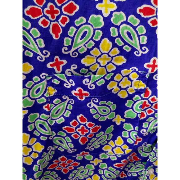 J Crew Hawaiian Shirt Men's Med Blue Floral Short Sleeve Button Up Camp Resort - Picture 4 of 10